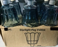 HOMCO STARLIGHT BLUE Tulip PEG Votive Cup Candle Holders 2 pieces.