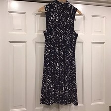 Lauren Ralph Lauren Midi Fit And Flare Navy Dress Sz 10 Office Capsule Luxury