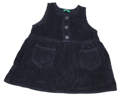 United Colors of Benetton Cord-Kleid Trägerkleid A-Linie Mädchen Gr. 74 blau