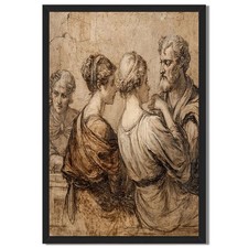 Classical Figures Framed Canvas Print Vintage Wall Art Home Decor