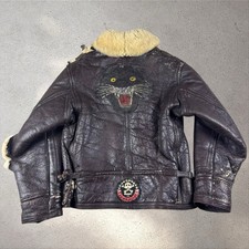 VINTAGE US Navy M445-A giacca di pelle 36 toppe motociclista Londra tonificazione pirati