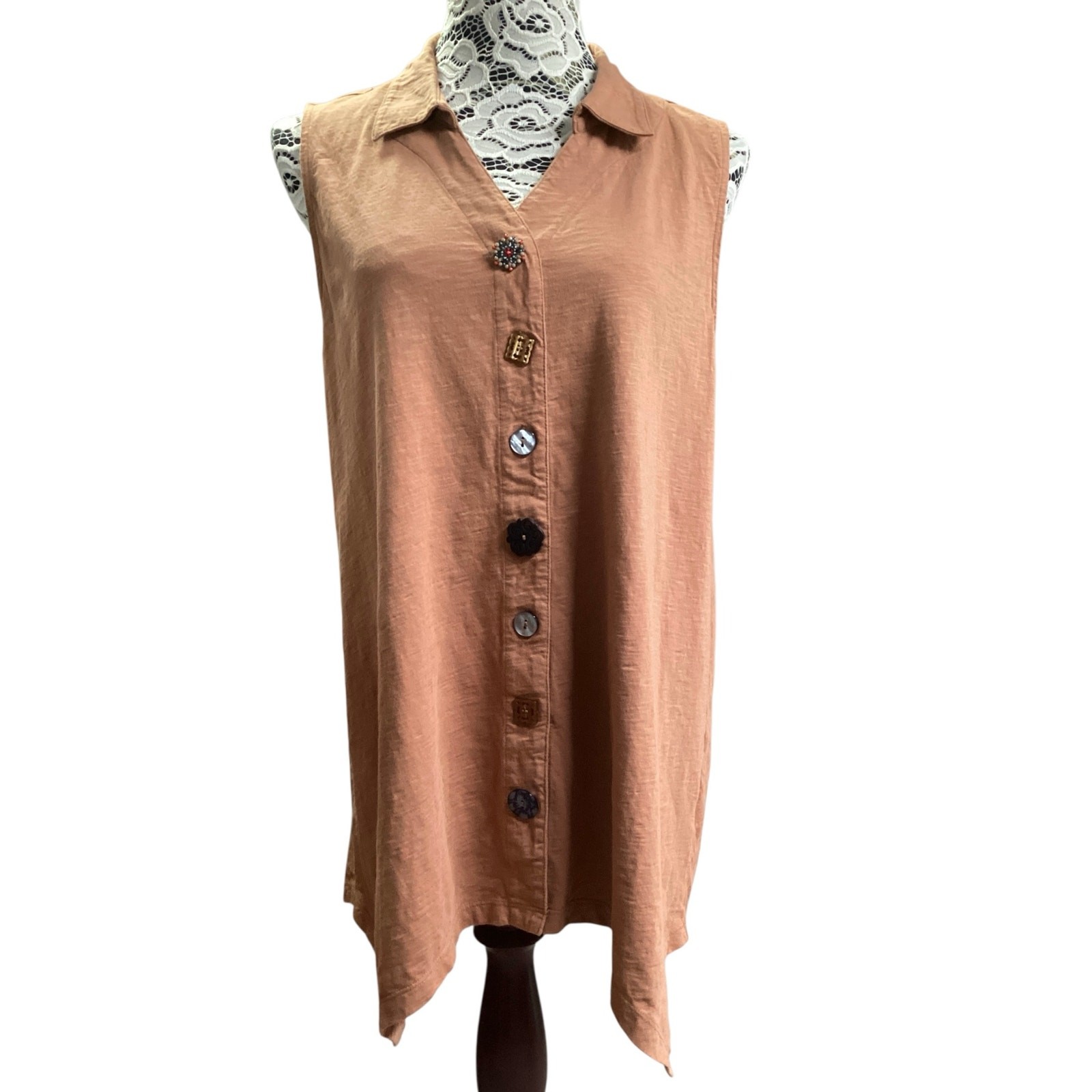 Soft Surroundings Danielle multi-button knit tuni… - image 1