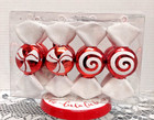 8 Red & White Peppermint Swirl Candy Christmas Ornaments Plastic Decor New — photo 1