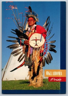 Oklahoma Plains Indian Warrior Regalia Postcard by John Southern