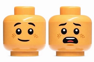 LEGO Nougat Child Head Dual Sided Freckles Grin Scared Face