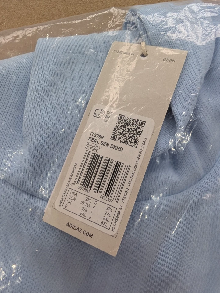 Adidas Real Madrid 2XL Seasonal Double Knit Hoodie - Blue XXL - Image 2 of 4