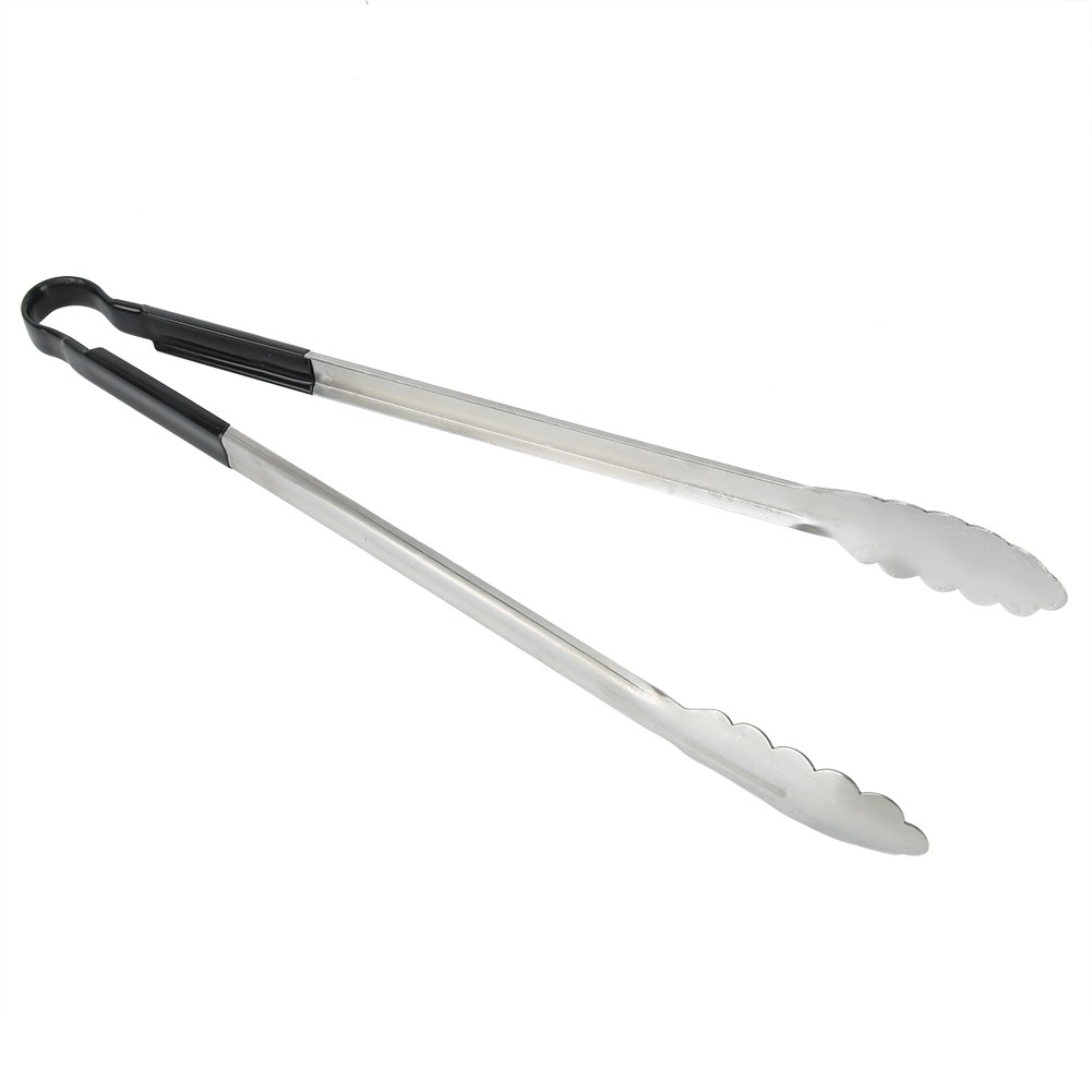 Stainless Steel Black Handle BBQ Grill Food Clip Anti-scald Barbecue Clamp