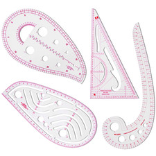 4 Pcs Clear Metric Sewing Ruler Set French Curve Pattern Making Ruler Kit for Kn