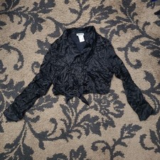 VTG Niki-Lee California Womans Crop Top Tie Bottom Size Large Shiny Made In USA