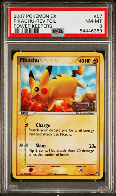 Pokemon TCG EX Power Keepers PSA 8 Pikachu Reverse Holo Card 57/108 low pop 
