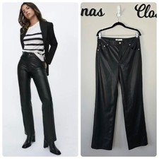Zara The 90S Wide Leg Faux Leather Trousers Size 10 NWT