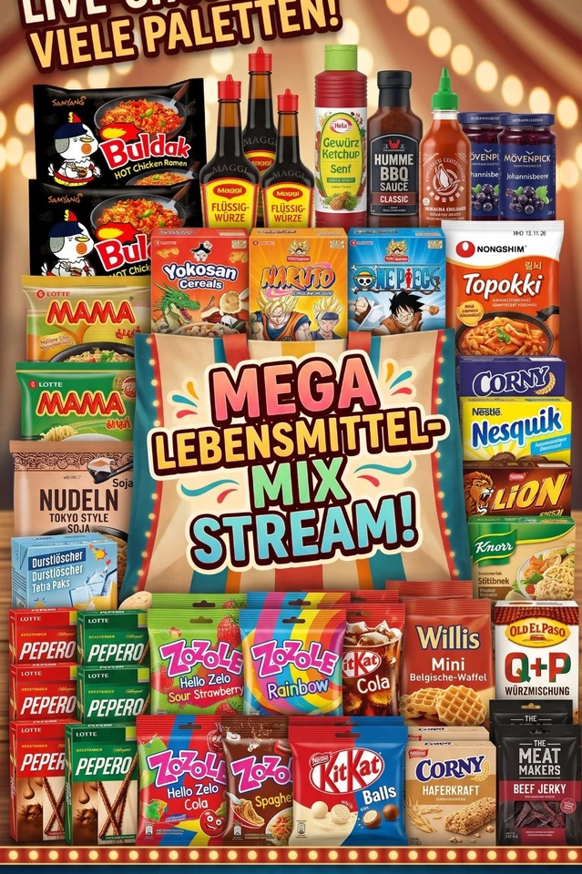MEGA Lebensmittel-Mix Stream: Buldak, Anime, KitKat, Lorenz & mehr!