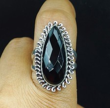 Natural Black Onyx Gemstone 925 Sterling Silver Proposal Women's Ring