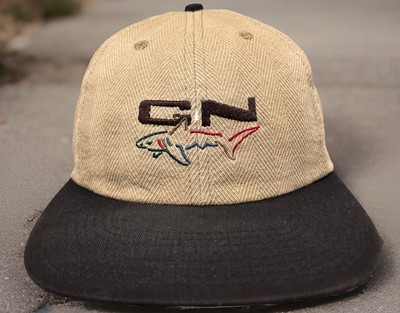 Vintage Greg Norman Hat Tan Black 90 s Embroidered Shark Logo Strapback Golf Cap