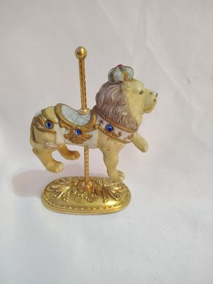 Scarborough Fair LION Porcelain Carousel Figurine 24k Gold Plated Base