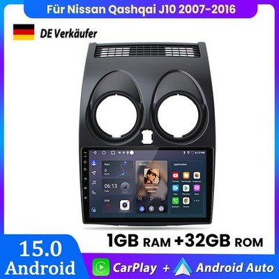 Für Nissan Qashqai J10 2007-2016 Android15 Autoradio GPS Navi Carplay BT RDS DAB