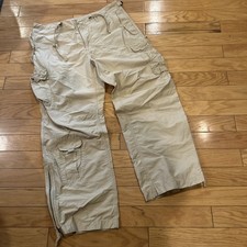 Vintage Gap Mens L Nylon Pants Parachute Beige Rare Baggy wide leg Skater Y2K
