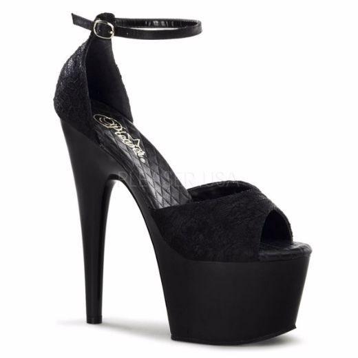 PLEASER LACE PLATFORM HEELS BURLESQUE POLEDANCING ANKLE BACK STRAP 39 UK SIZE 6