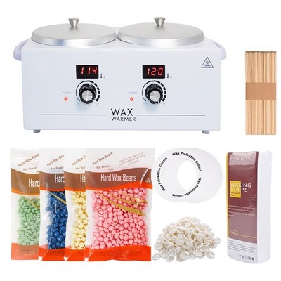 DOUBLE Wax Warmer Electric Heater Dual Hot Facial Skin Care Equipment + Wax Bean