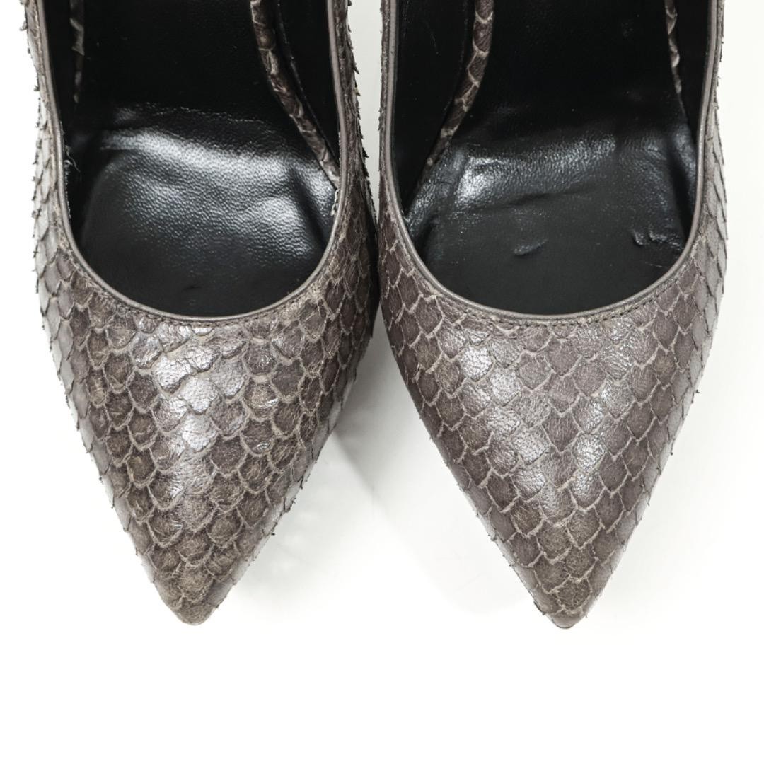 Scarpe decolte Saint Laurent pitone plateau tacco marrone taglia 36 da donna firmate