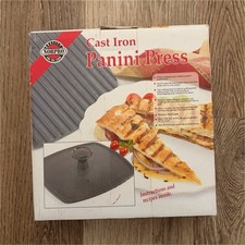 Norpro Cast Iron Panini Press 10.5 in Black R...