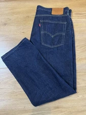 Mens Levis Straus Jeans W38 L29 Medium Wash Relaxed Straight Cut Zip Fly