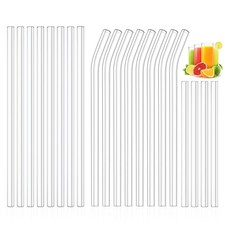 Kiemeu 20 Pack Clear Glass Straws Φ8 mm X 8.5 inch, X 6 