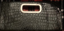 Black Clutch Crocodile Print Silver Hardware Faux Leather. 13x 1, 6.5 "