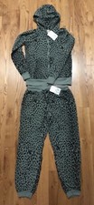 CHASER GREEN BLACK LEOPARD PRINTED SWEAT OUTFIT SET SIZE XS/M NEW WITH TAGS