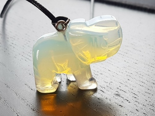Opal Necklace Elephant Pendant Thick Chunky Healing Stone Chakra Reiki Opalite - Picture 12 of 12