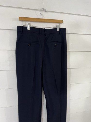 New ZARA Woman Navy Blue Relaxed Trouser Pants Wool Blend Size S Waist 30" #575 - Picture 9 of 15