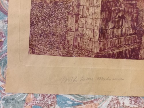 Milo Corso Malverna acquaforte originale 1930 Tripoli Libia Arco Marco Aurelio - Picture 4 of 6