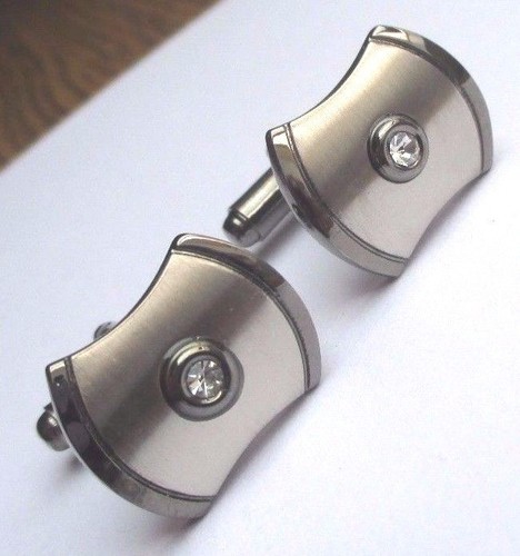 Boutons De Manchette Vintage Rhodié Argenté Avec Cristaux - Déco Brillante Unisexe