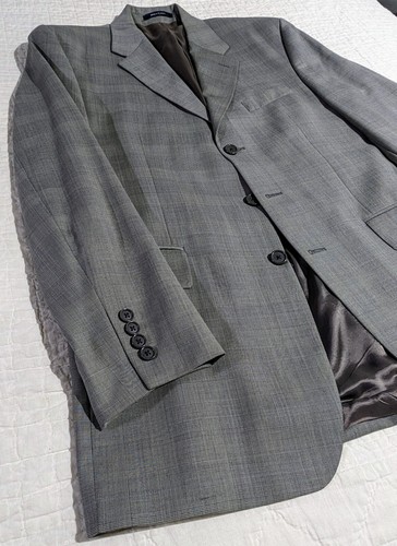 Chaps Suit Jacket Sport Coat Blazer Gray Single Vent Sz 44 Made Canada 3 Button - Picture 3 of 14