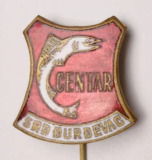 🔴CROATIA Fishing Club CENTAR Djurdjevac vintage enameled pin badge KASUN🔴