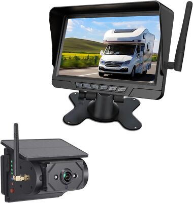 Magnetic Solar Wireless Backup Camera: 7'' DVR Portable 1 Min Easy Install