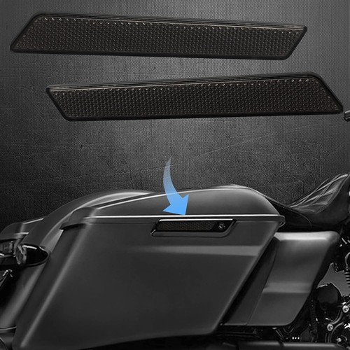 Black Saddle Bag Reflector Inserts Latch Covers Compatible with 2014 2020 Harle - Picture 2 of 5