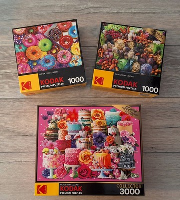 Lot of 3: *NEW*Kodak puzzles: Colorful Vegetables, I Love Donuts, Cake & Flowers
