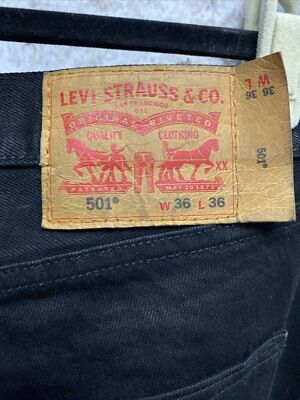 Vintage Levi 501 XX 36 X 36 Made in USA Black Denim Jeans 501XX 
