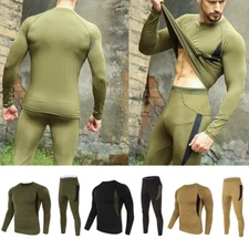 Autumn/Winter Men Merino Wool Long Sleeve Thermal Top+Long Johns Pants Underwear