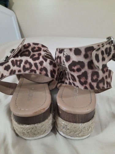 Womens Sandals 7.5M Leopard Print Espadrille Platform Shoes Flats Soda - Picture 3 of 10