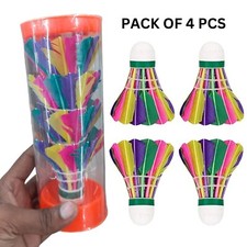 Colored Feather Badminton Shuttlecock Multicolour Pack of 4 Pcs