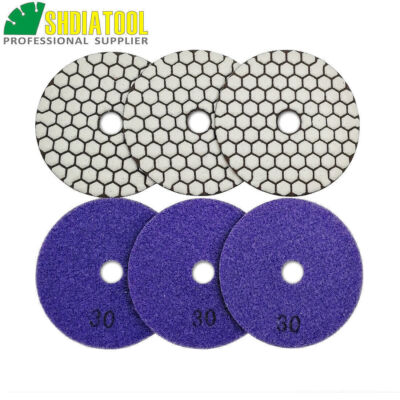 6 Stk. 100mm Körnung # 30 Diamond Dry Polishing Pads Harz-Bond-Schleifscheibe