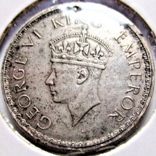 1941  INDIA - BRITISH 1/2 RUPEE  COIN - 0.500 SILVER -  # 42/2/25