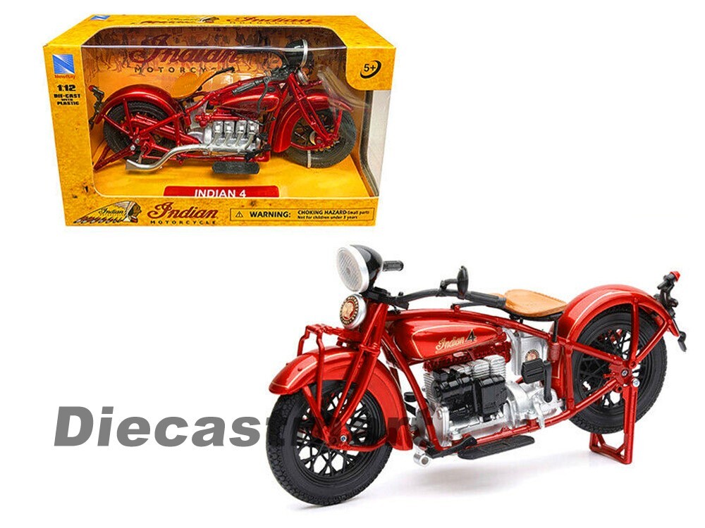 New Ray Motorcycles 1:12 1930 Indian 4 Red Diecast Model 58223 New