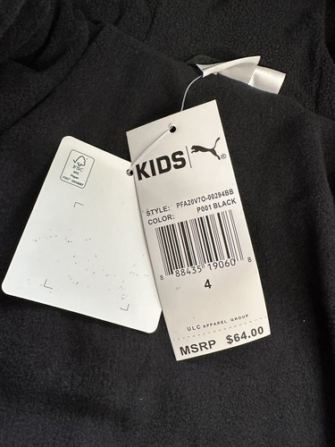 Puma Kids Puffer Jacket Zip Up Black Size 4 PFA20V7O - Picture 4 of 6