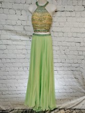 W227 BLUSH PROM LIME GREEN SZ 0 2PC PROM FORMAL PROM BLACK TIE DRESS GOWN