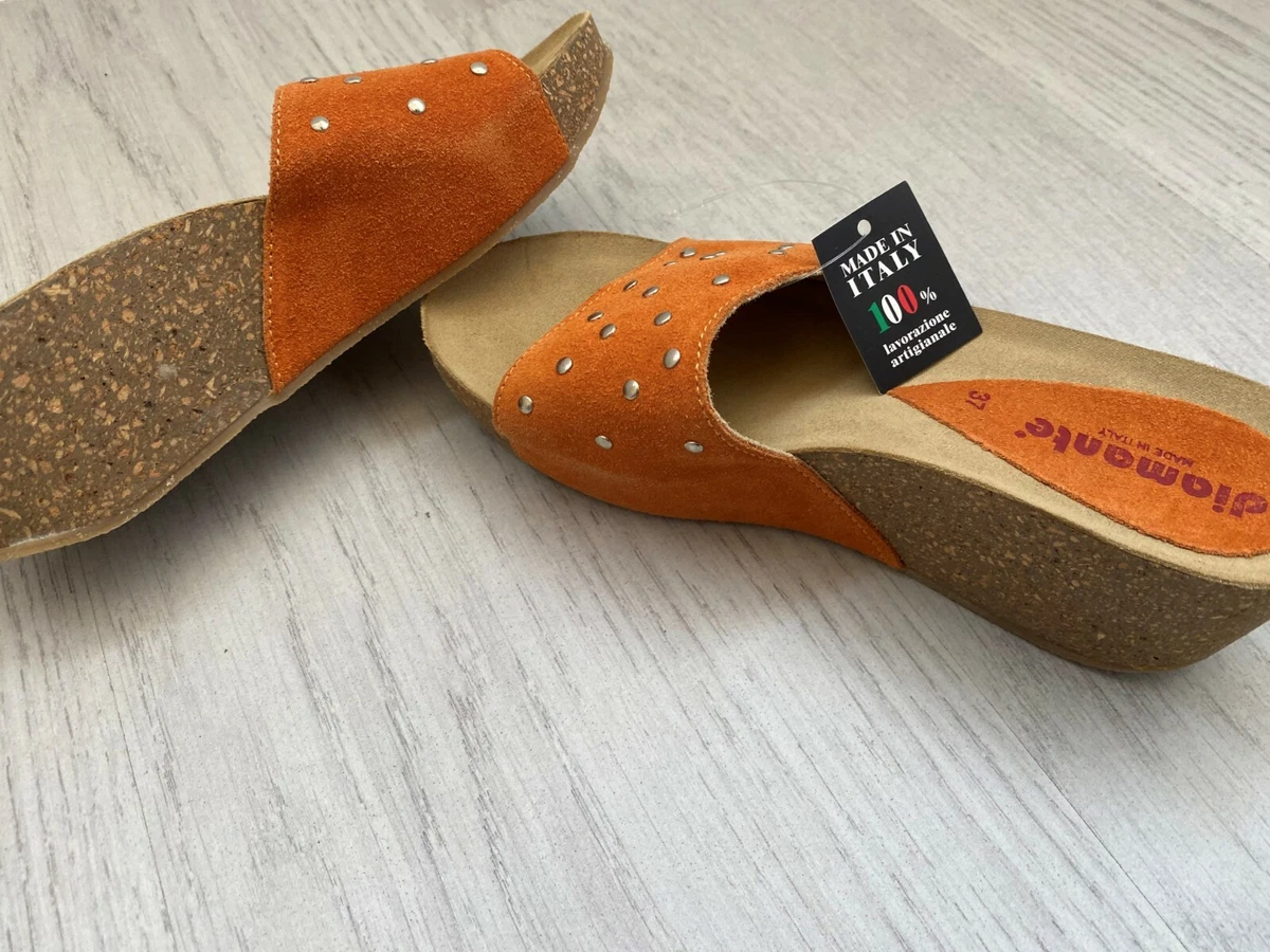 DIAMANTE CIABATTE BORCHIATE DONNA CON ZEPPA NUMERO 37 100 MADE IN ITALIA Saldi