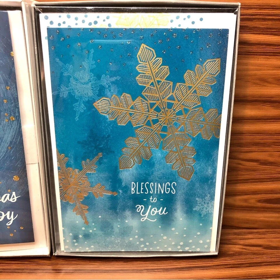 Tarjetas/sobres de Navidad Hallmark azul dorado 2 - 16 cajas (32 tarjetas en total) Foto 4 de 4