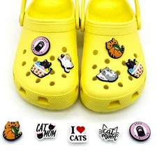 8pc PVC Shoe Charms Cat Kitty Clog Shoes Wristbands Decoration